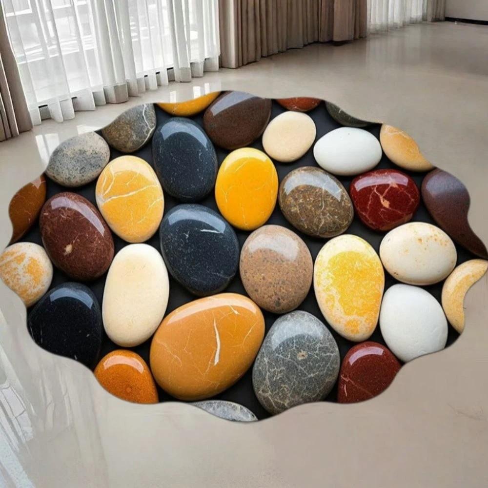 Chinese-style Cobblestone Carpet Nordic Abstract Door Rug Creativity Bathroom Floor Mat  Home Decor