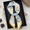 Summer Thin Floral Square Scarf For Women Hair Bag Decoration