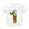 Curious George Cute Monkey Print Cartoon Boys' Clothing 1-9 Years Old Birthday Number Children's T-Shirt