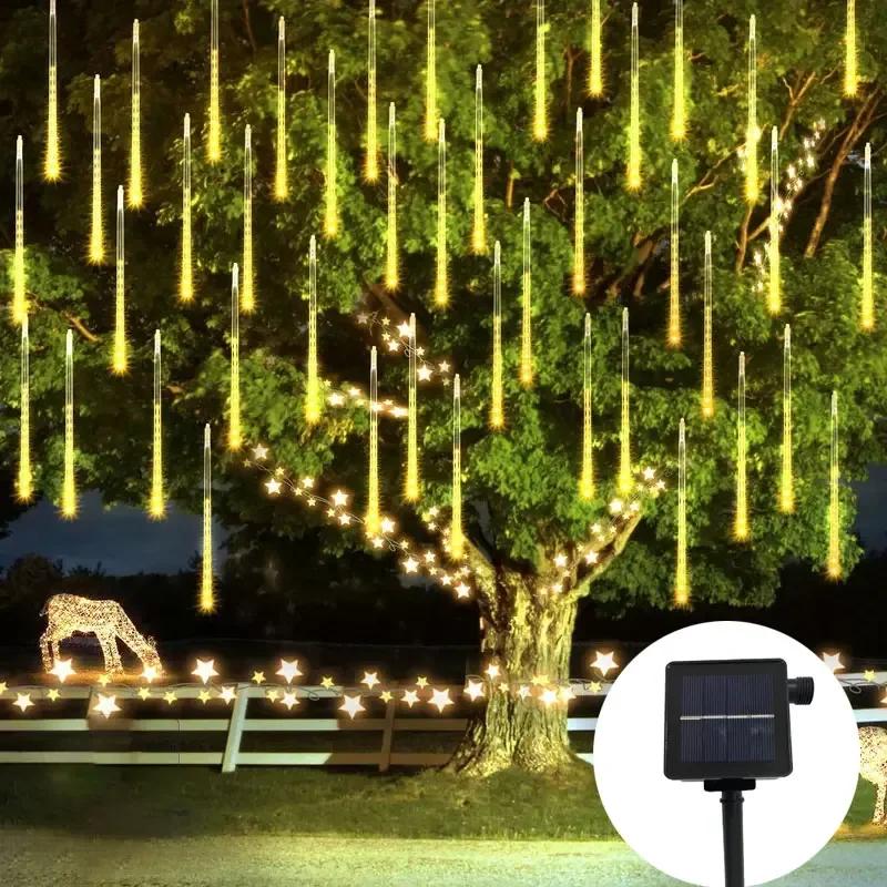Solar Garland Lamp 30/50cm Festoon LED Fairy Meteor Shower Light String Summer Christmas Wedding Party Decoration Garden Outdoor