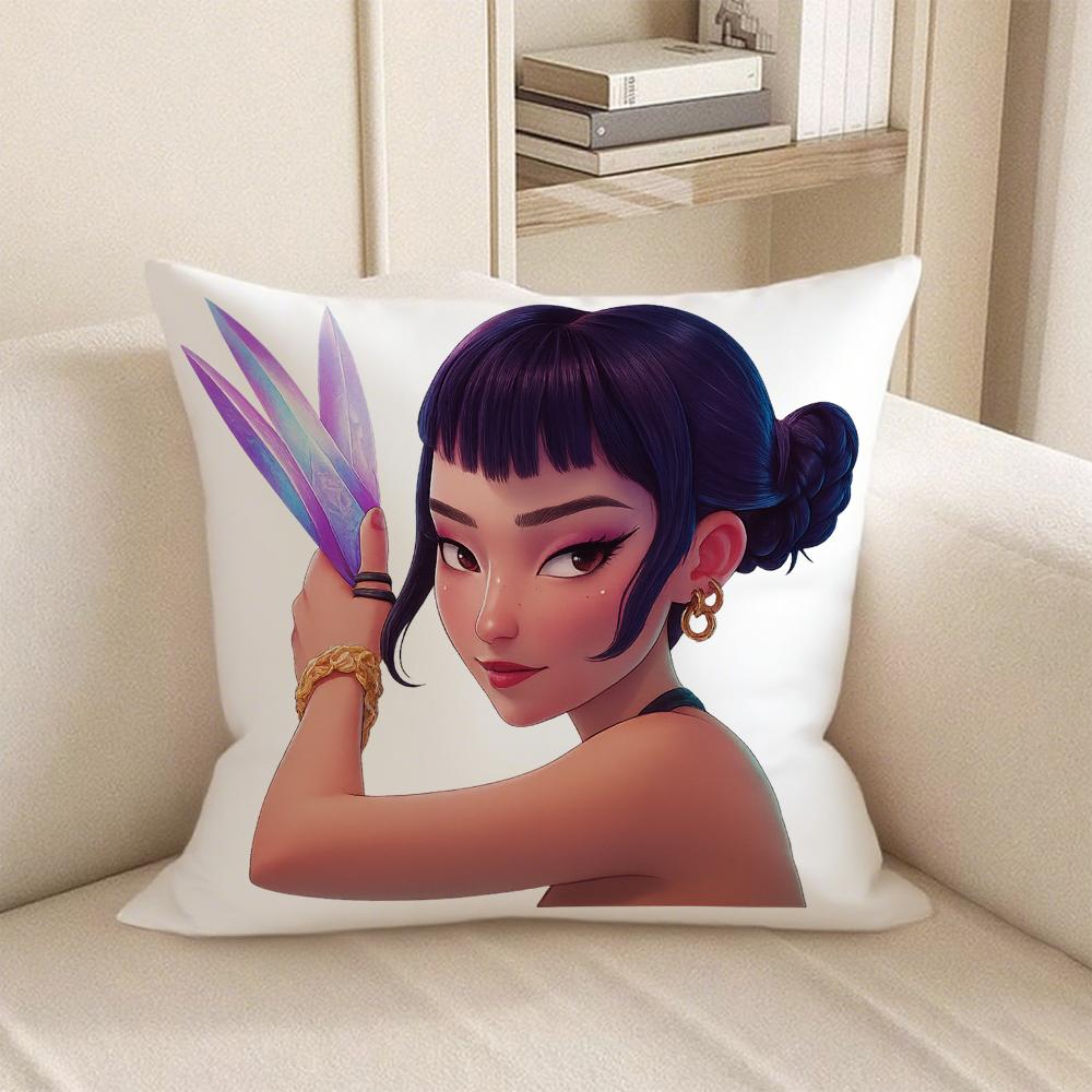 KPop Demon Hunters  K-Pop style HunTrix character printed pillowcase: Colorful girl strikes fashion home decoration