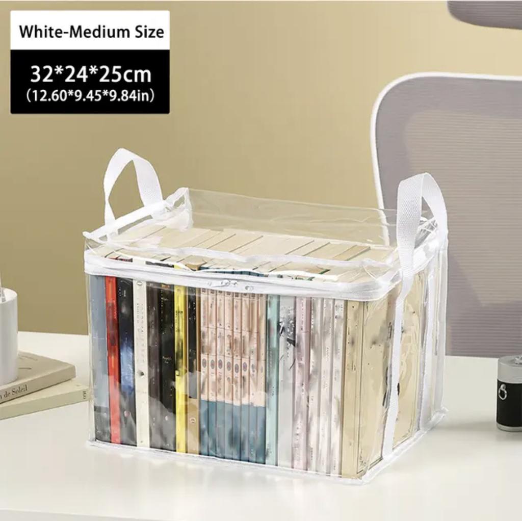 Foldable Book Box Student Dormitory Classroom Book Organizer Transparent Waterproof Household Book Organizing Storage Box
