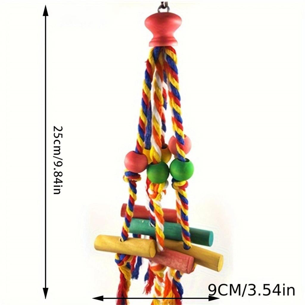 Pet Bird Chewing Toy Colorful Wooden Blocks Acrylic Beads Parrot Toy Bite Bridge Bird Tearing Toy Cockatiels Training Hang Swing