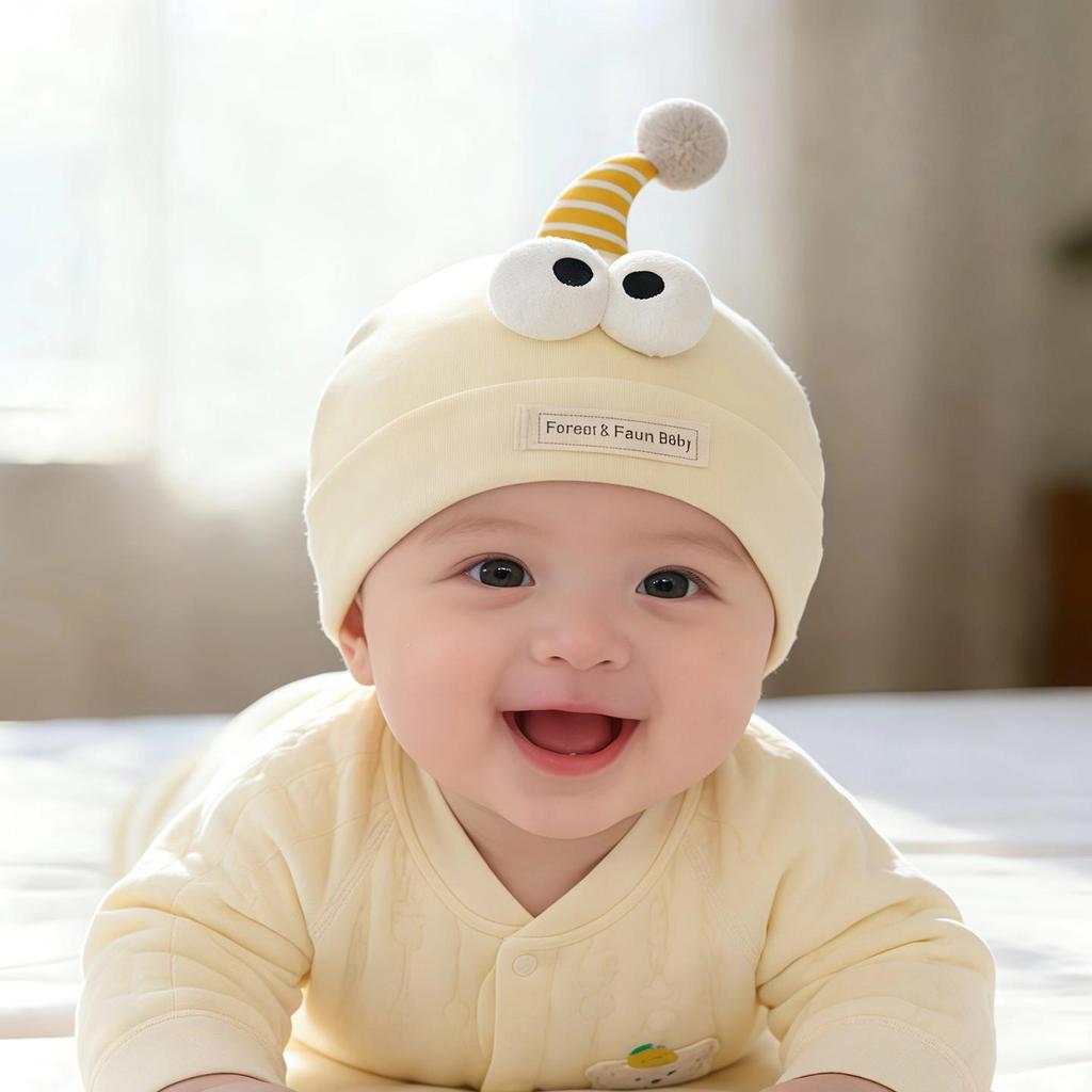 Frühlings-/Herbst-Neugeborenenhut: Dünner Baumwollpullover, Winddicht & Fontanellenschutz für Jungen und Mädchen