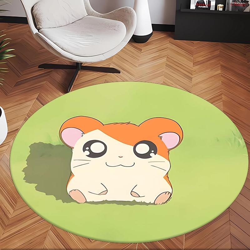 Hamtaro (5) Rund kontormåtte Dekorativ gulvmåtte til kontor, soveværelse, stue og hjemmerum