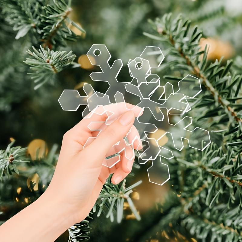 12pcs Transparent Acrylic Ornaments for Christmas - Unmarked DIY Craft Decorations Suitable for Engraving, Painting