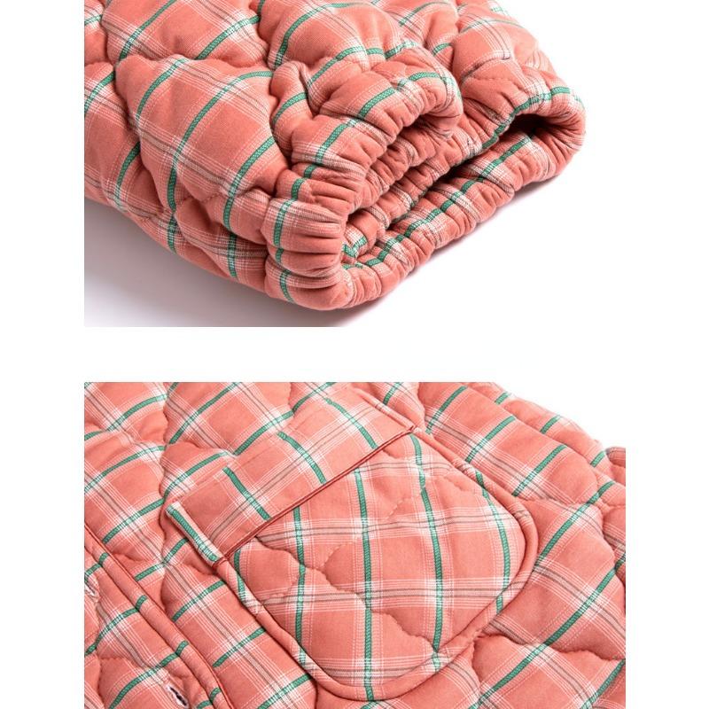 Pigiama Extra Spesso Donna Autunno Inverno 100% Cotone Loungewear Imbottito Tuta per la Casa di Mezza Età Scollo a V Fantasia Pigiami