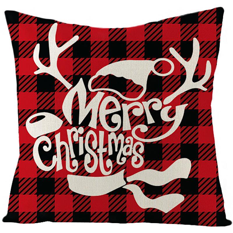 Pillow Christmas Pillow Cover Red and Black Plaid Sofa Cushion Cover Car Backrest Lumbar Support Nordic
