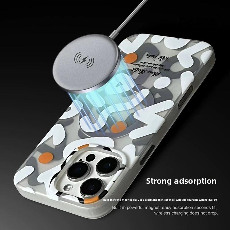 Geometrische Graffiti Handyhülle für MagSafe iPhone 12 13 14 15 16 17 Pro Max Air Magnetisches Kabelloses Laden Harte Schutzhülle