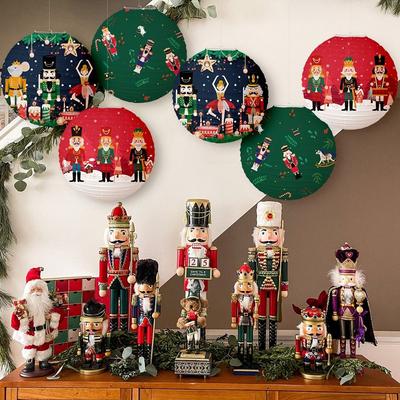 New Paper Christmas Paper Lanterns Santa Christmas Tree Xmas Paper Ball Portable DIY Hanging Lantern Happy New Yea