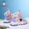 Babu Bean Boys' Shoes Winter New Children's Leather Surface Piled Thickened Large Cotton Shoes Medium and Older Children's Warm Snow Boots