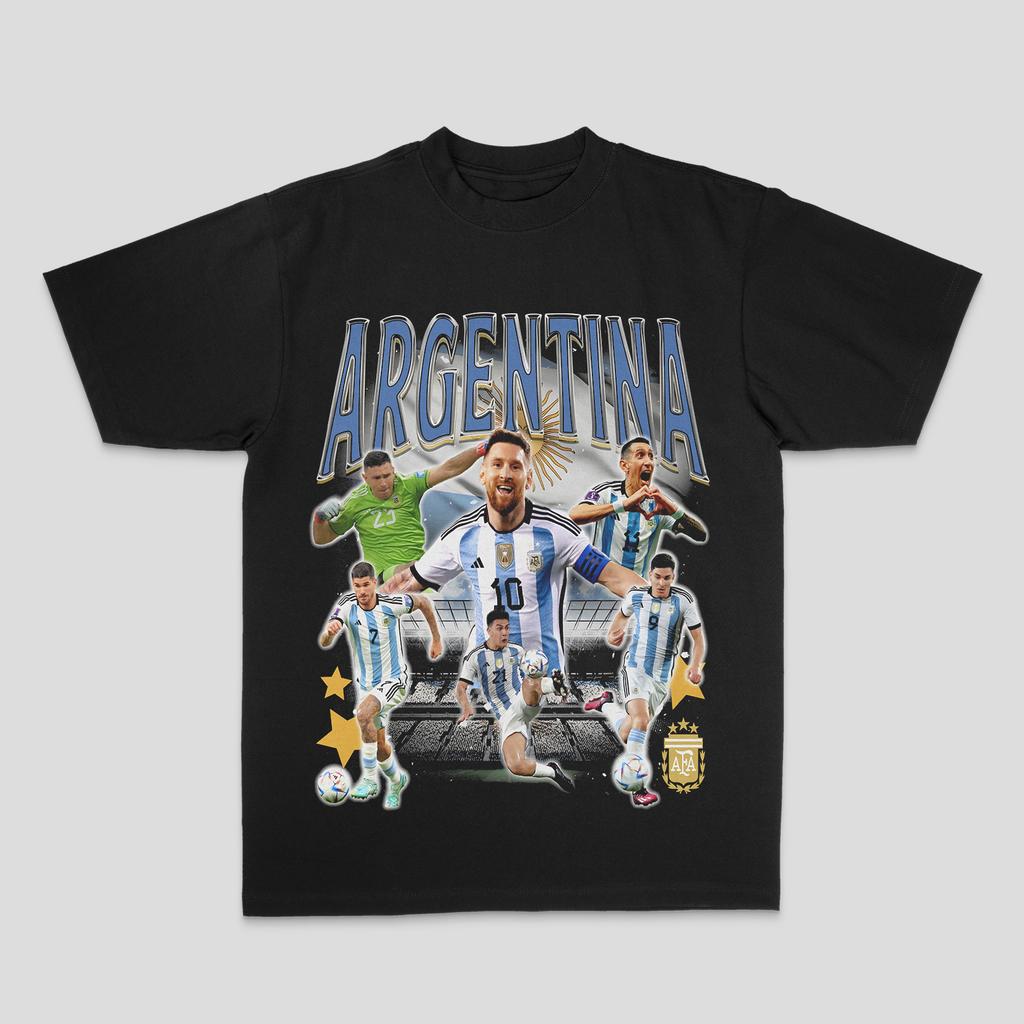 American Men's Messi Argentina American Retro Heavy Short-sleeved Street Print Summer New Men's and Women's Streetwear