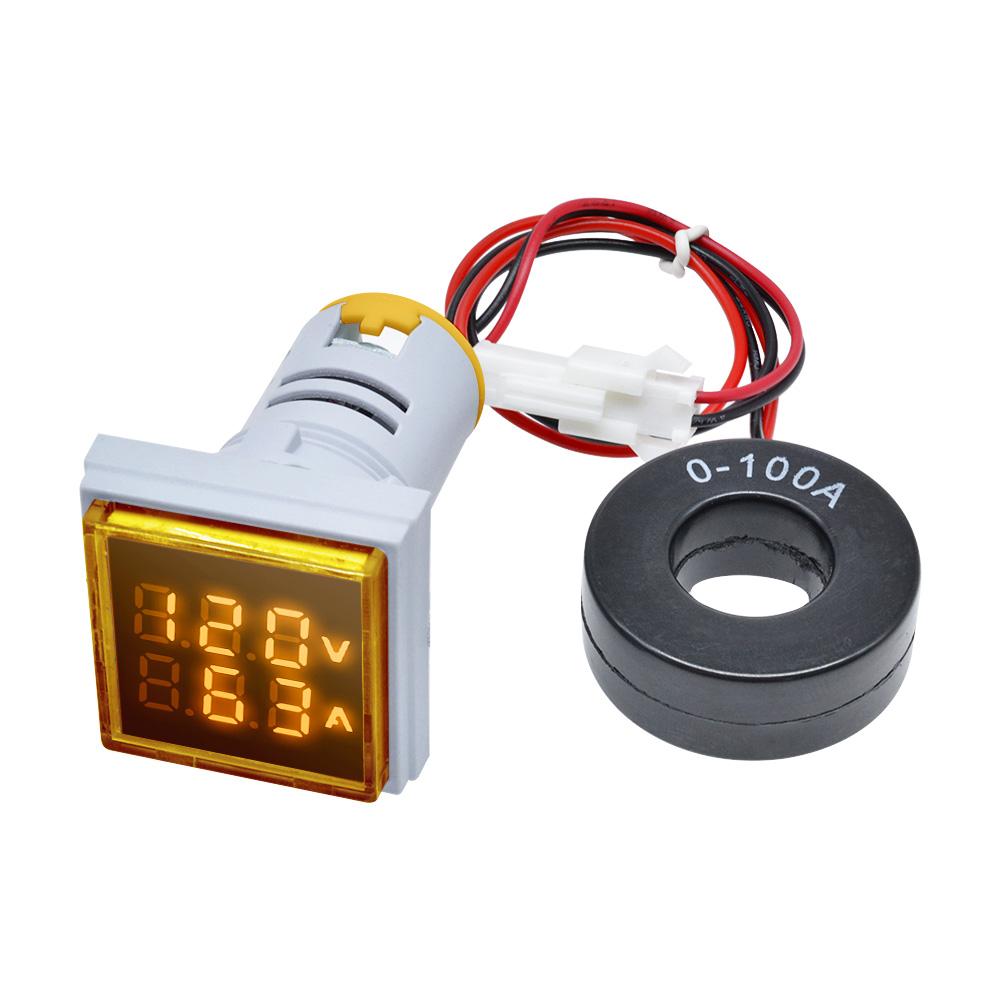 AC 50-500V 0-100A Square LED Digital Voltmeter Ammeter 110V 220V Voltage Current Meter Voltammeter Car Volt Amp Tester Detector