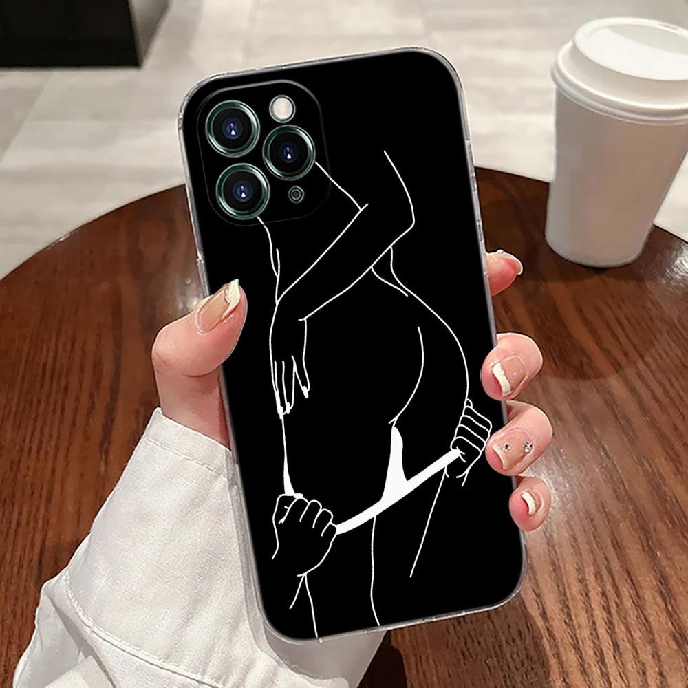 Sexy Line Art Lover Couple Kiss Case For Apple iPhone 17 16 15 14 13 12 11 Pro Max 16 Plus 16E 17Air 17Pro Phone Cover Silicone