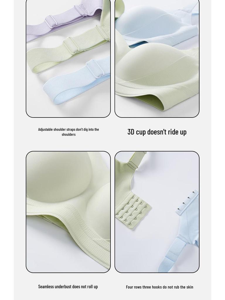 B-E Cup Plus Size Seamless Antibacterial Bra with Side Support for Women