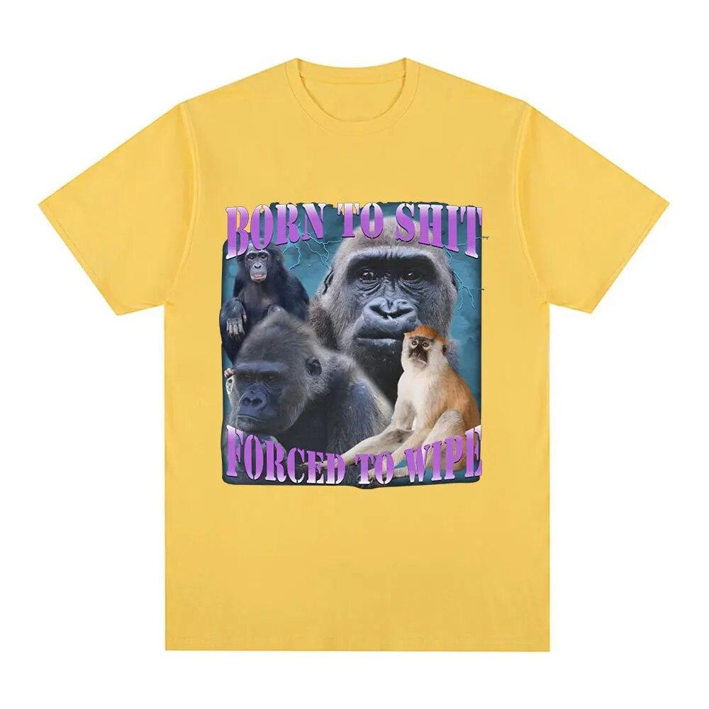 

Модная футболка с аниме Born To Shit Forced To Wipe, хлопковая футболка высокого качества с коротким рукавом, унисекс, женская повседневная футболка большого размера 3XL