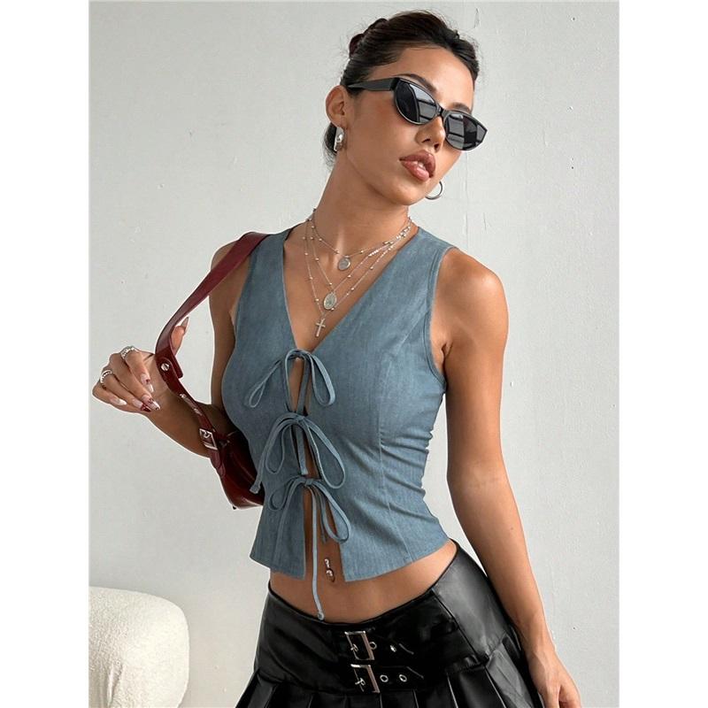 Women's European And American Foreign Trade Summer New Style Tie-Waist Slim