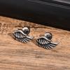 Stainless Steel Jewelry Vintage Devil Wing Man Earrings Angel Wing Feather Stud Gothic Dad Boyfriend Valentine's Day Gift