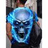 Large Men's Skull Pattern 3D Printed Men's Round Neck Short Sleeved T-shirt Summer Fashion T-shirt Casual and Comfortable Versatile Top