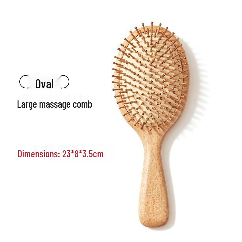 Wooden Scalp Massage Comb: Air Cushion Smoothing Comb for Long, Curly Hair