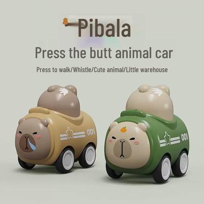 Cartoon Pet Pull-Back Car with Whistle - Cute Inertial Sliding Toy for Kids
