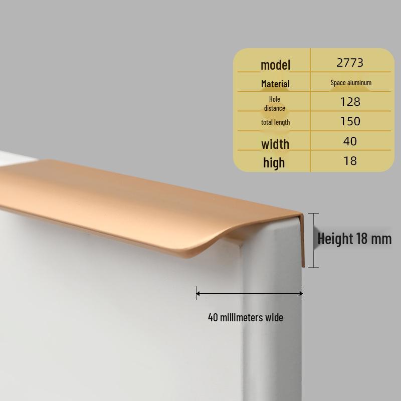 Oukali Curved Invisible Edge Aluminum Cabinet and Wardrobe Handle