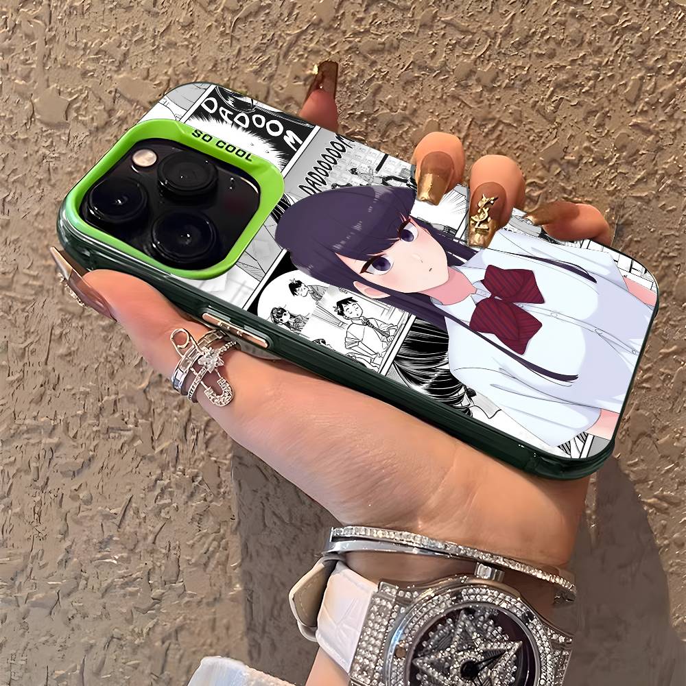 Anime Komi Shouko Phone Case For IPhone 17 16 15 14 13 12 11 Plus Pro Max Multicolor Aurora Laser Shockproof Funda Cover