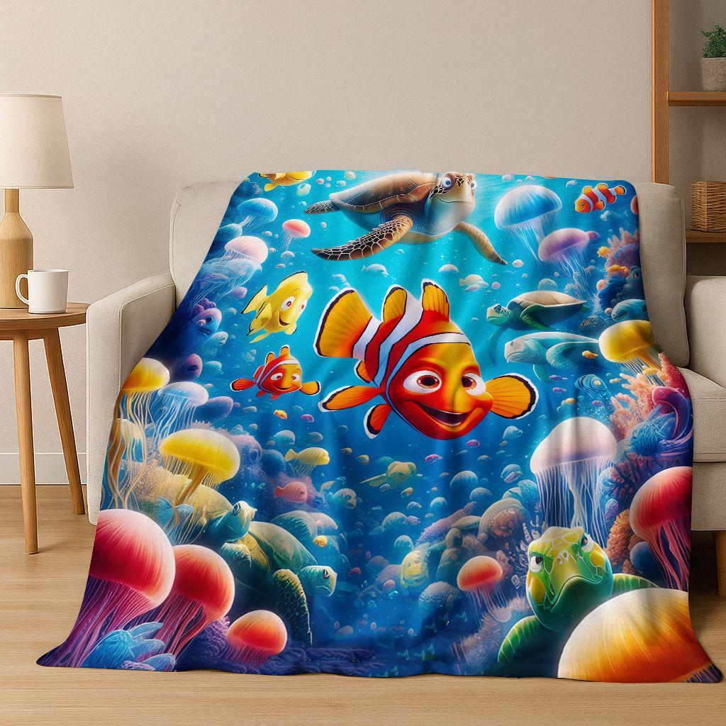 HD Cartoon Finding Nemo Underwater World Flannel Blanket,Warm and Cozy Soft Throw Blanket for Home Bedroom Bed Sofa Picnic Cover