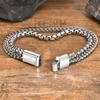 Mens Stainless Steel Bracelets,Double Layer Chain Links Wristband with Magnetic Button,Trendy Jewelry Gifts for Dad Boys
