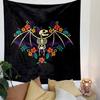 Skeleton Bat with Floral Wings Design Patterned Tapestry Decorative Wall Hanging, Home Bedroom Living Room Decor