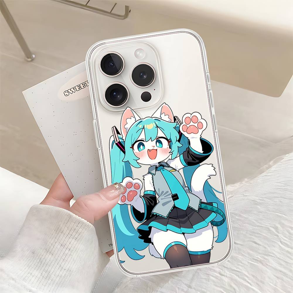 Kawaii H-Hatsune Miku-S Phone Case For Iphone17 16 15 11 13 14 Pro Max 7 8 Plus X Xr Xs Max Se2020 12mini Transparent Cov