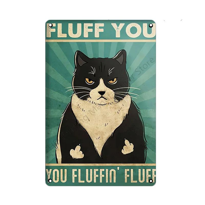 Black Cat Metal Sign Vintage Cattle Metal Plaque Tin Painting Art Poster Kitchen Decoration For Living Room Pet Shop Wall Decor