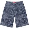 Supreme Frayed Croc Baggy Denim Short Indigo