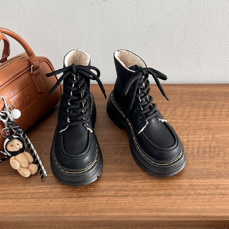 2025 Autumn and Winter New Retro Versatile Martin Boots Women's Thick-soled Fashion Small Short Boots Thick Heel Temperament Popular Cotton Boots