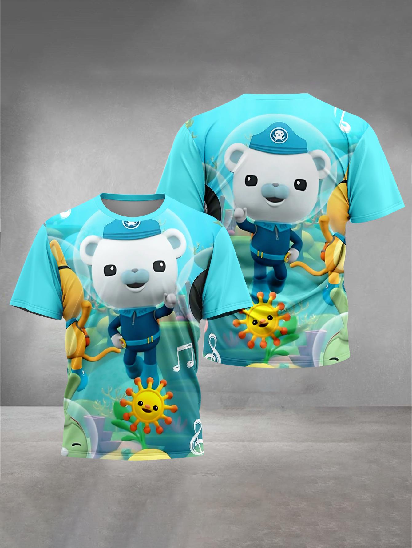 

Summer Round Neck 3D Printed Cartoon O-octonauts Pattern Top Fashionable Casual Short Sleeved Children s Boy T-shirts 160