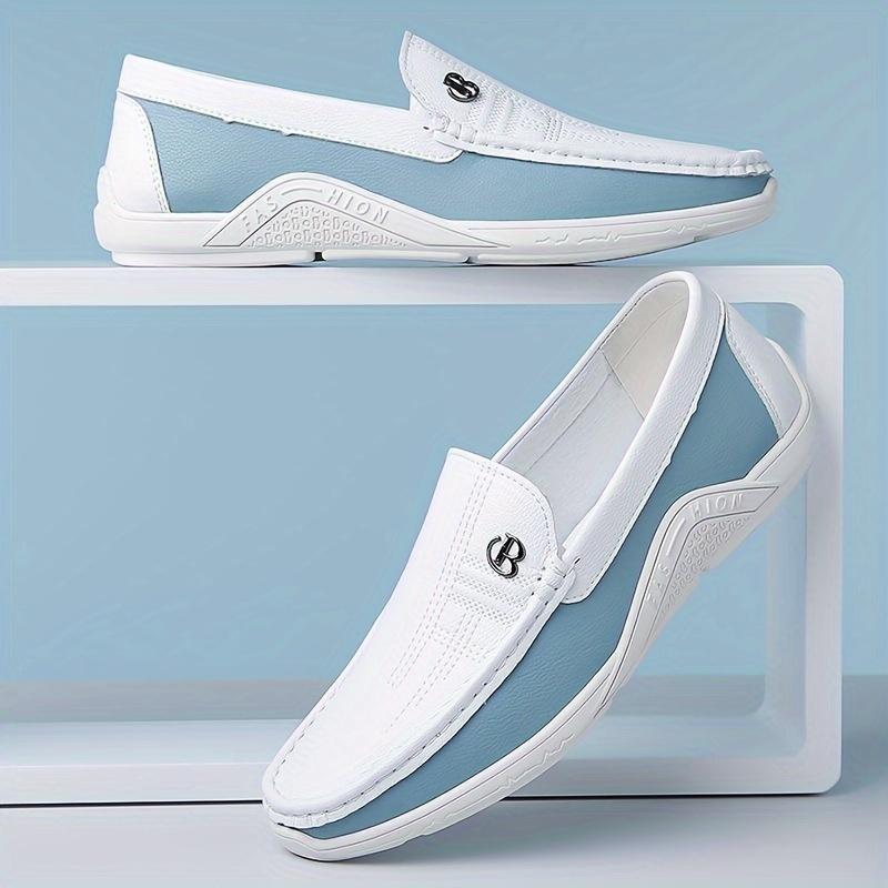 [Colour Block Slip on Loafer] Comfy Men's Colour Block Slip on Loafer Shoes - Non Slip Casual Rubber Sole Durable Walking Shoes