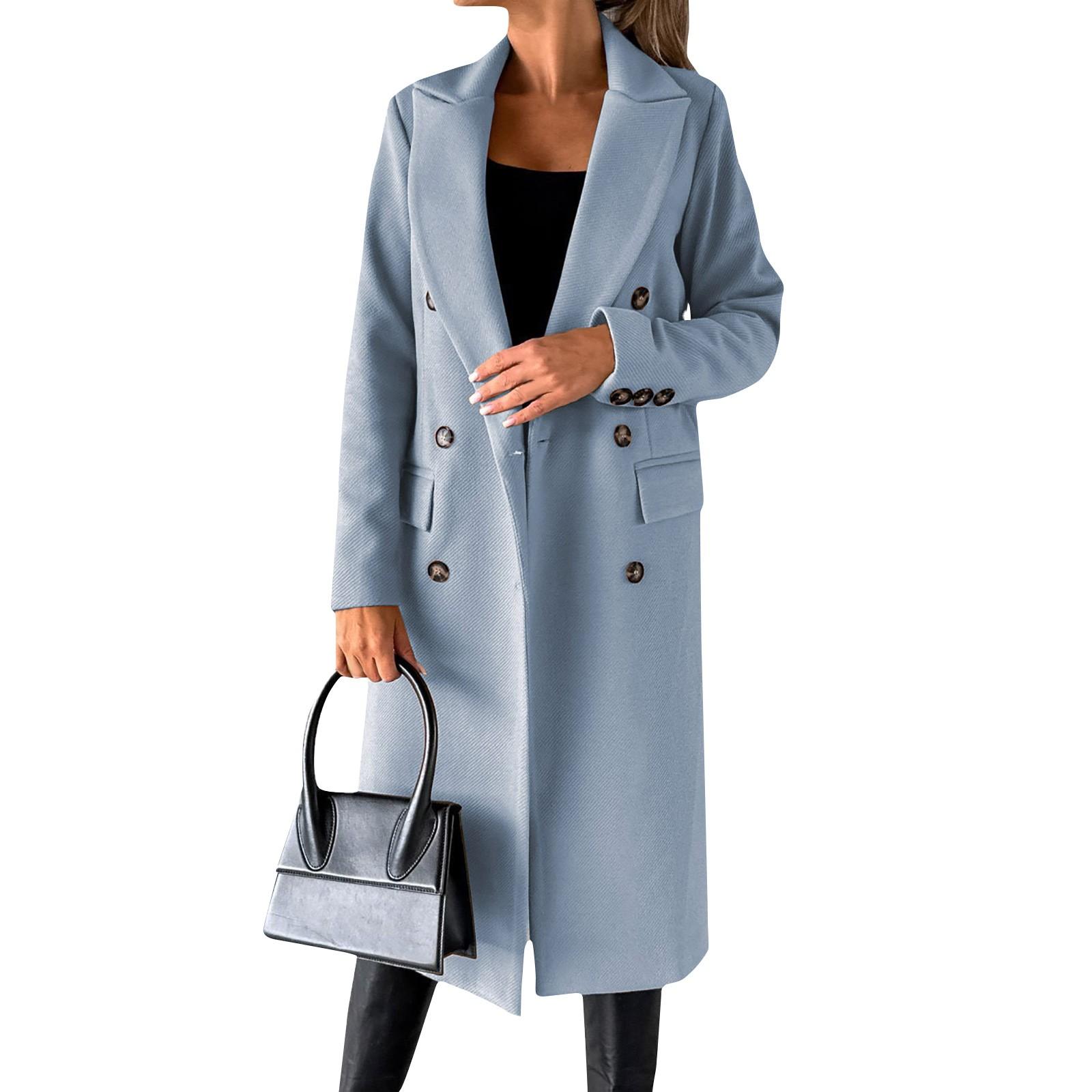 

Женское модное универсальное твидовое пальто, однотонный двубортный пиджак с длинными рукавами XL