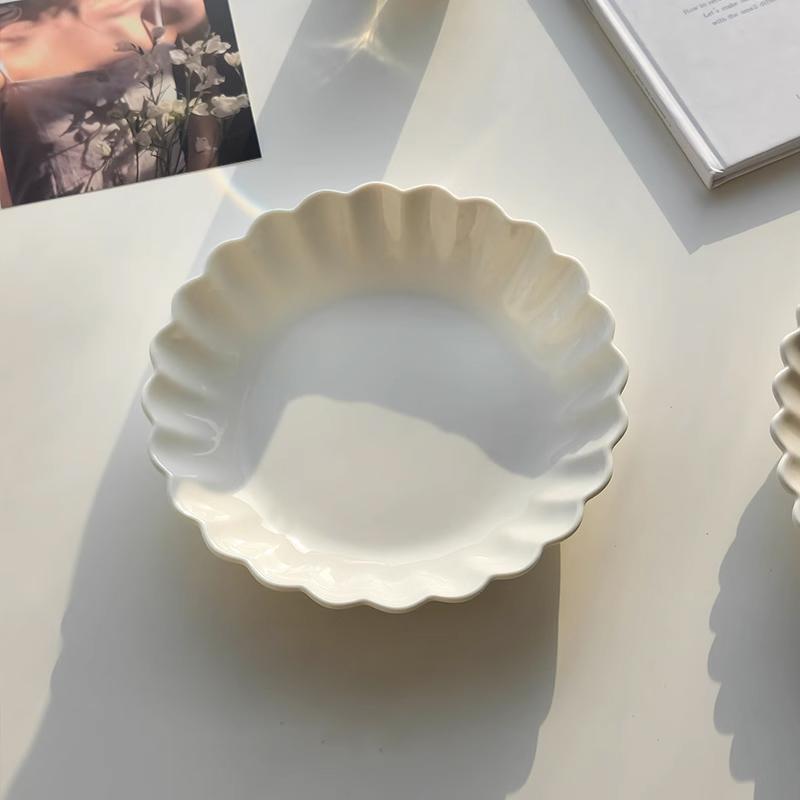 Ahundjiaz-Nordic Pure White Ceramic Plate Set, Dessert, Breakfast, Pasta, Western, Home Tableware, Kitchen Plates Sets