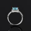 Blue Sugar Cube Women's Adjustable Open Ring - Four-Claw Inlaid Design, Fashion Light Luxury