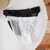 CINOON 3Pcs/Lot Women's Satin Sexy Briefs Lace‑Trim Mesh Spliced Panties Bow‑decor Solid‑Color Hollow‑out Bikini Briefs