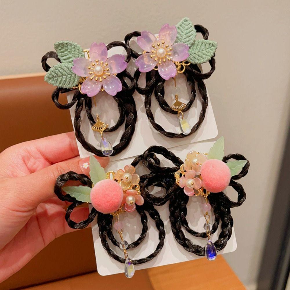 Red Children Wig Hairpin Tassels Hanfu Hair Sticks Cute Ancient Style Hairpin Children