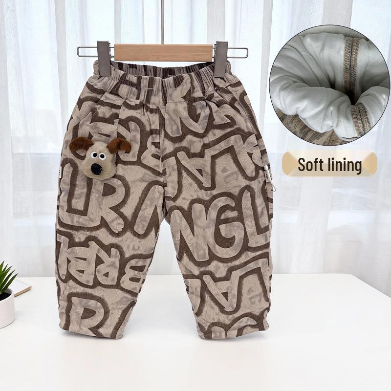 Children's Thickened Quilted Cotton Pants - Stylish Warm Winter Clothing for Boys and Girls