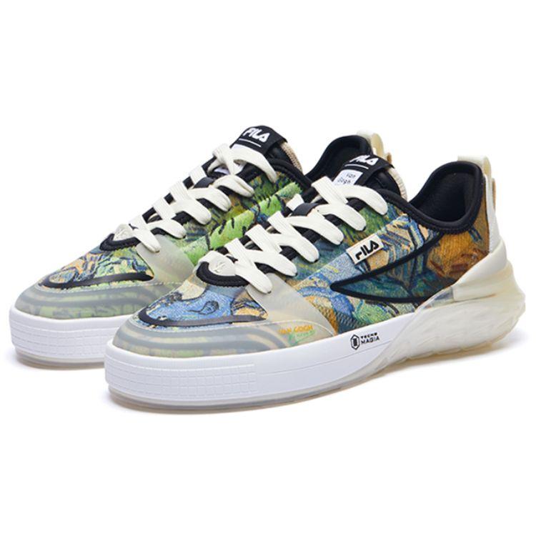 FILA Mixa Van Gogh Dragon Scale Fabric TPU Leather Casual Low-Top Sneakers Men sneakers Frosted-Blue F12M224201FFV