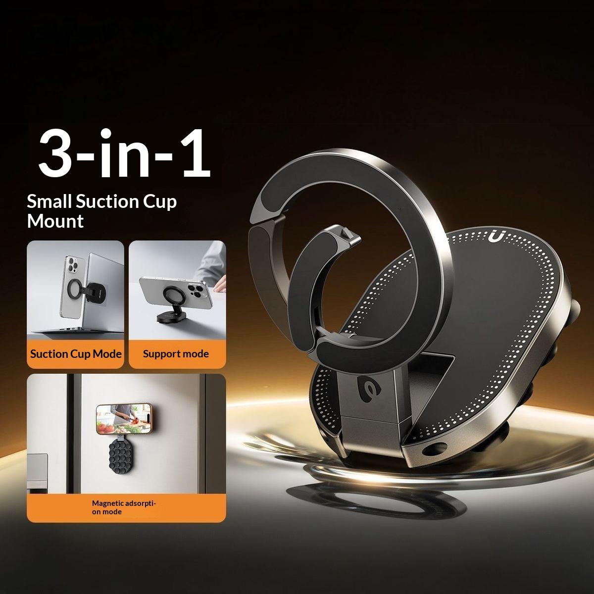 Suction Cup Magnetic Mount Bed Phone Holder Foldable Rotatable 3-in-1 Multifunctional Phone Support Stand Adhesive Tape чёрный