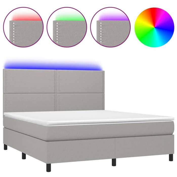 VidaXL Sommier à Lattes de Lit avec Matelas et LED, Lit Rembourré, Lit Double, Lit Adulte de Chambre à Coucher Intérieur, 3134813
