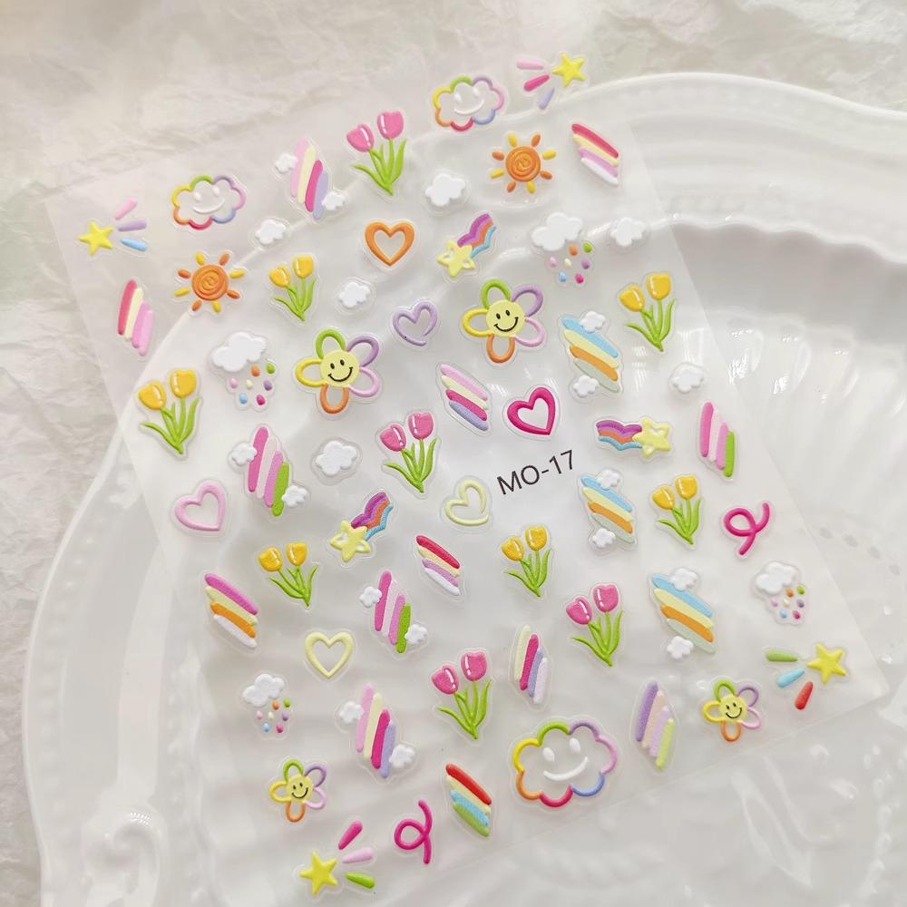Floral & Cartoon Nail Art Stickers: Flowers, Daisy, Tulips, Rabbit, Love, Butterfly Decals