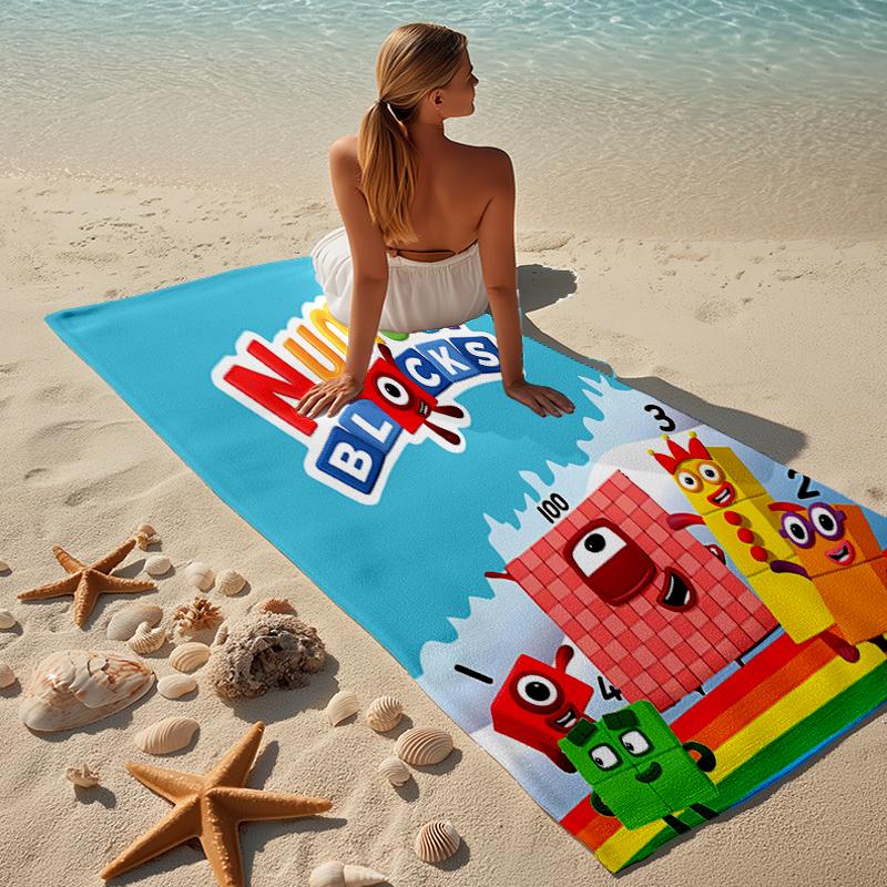 Proof Beach Towel with a Numberblocks Pattern - Soft,absorbent,quick-drying,machine Washable - Perfect for Swimming,camping,bathing