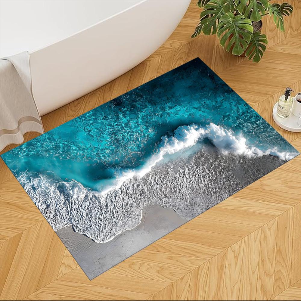Ocean Waves Meeting Sand Non-Slip Home Carpet Design for Office Decor Living Room Gift