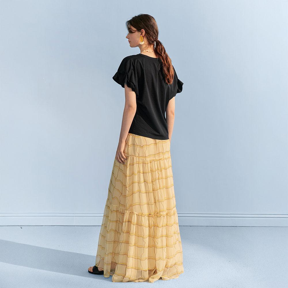 Waiwaiaiem Yy_Stripe Print Design Skirt
