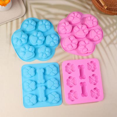 Silicone Puppy Dog Bone Molds Cat Paw Chocolate Cookie Mold For Baking Non-Stick Dog Treat Molds Suitable For Microwave Oven